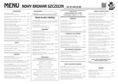 Menu Nowy Browar Szczecin By Kuba Issuu