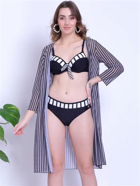 Buy FXM Self Designed Swim Bikini Set With Coverup Dress Swimwear For Women Myntra