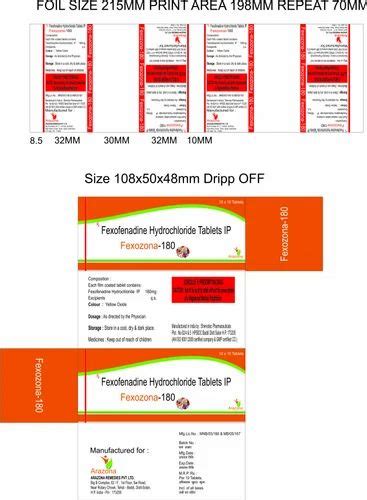 Medicine Grade Fexofenadine 180 mg, 180mg at Rs 20.7/pack in Baddi | ID: 20067601130