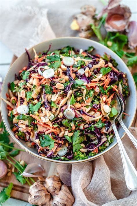 Crunchy Asian Slaw With Peanut Dressing Vegan Recipe Two Spoons