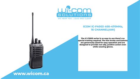 Icom Ic F4003 400 470mhz 16 Channel Wi Com Solutions Inc