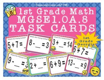 Georgia Math Mgse Oa St Grade Task Cards Determine The Unknown Number