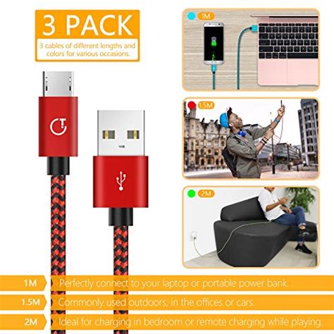 C Ble Micro USB 1m 1 5m 2m Lot De 3 Gritin 2 4A Cable Micro USB En