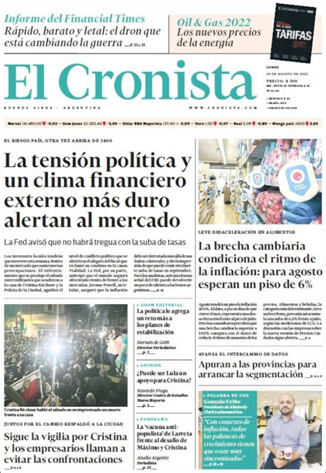 Periódico El Cronista Comercial Argentina Periódicos De Argentina Edición De Lunes 29 De