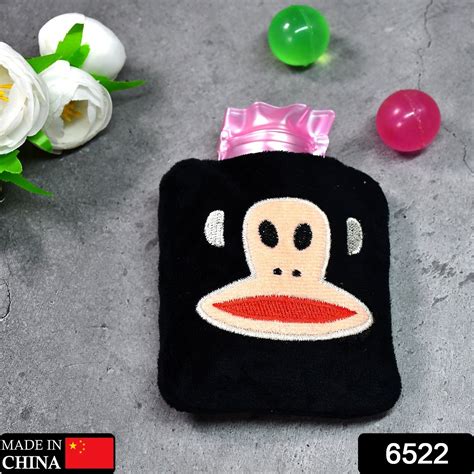 6522 Black Monkey Small Hot Water Bag With Cover For Pain Relief Neck Shoulder Pain And Hand