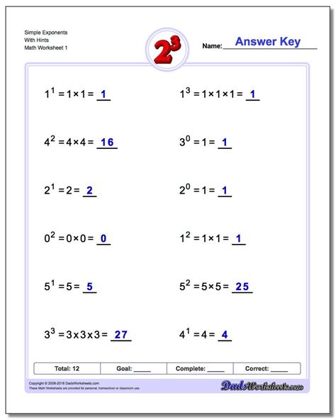 Evaluating Expressions With Exponents Worksheets — Db