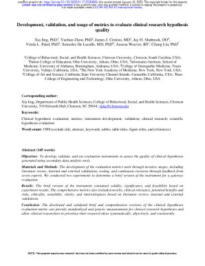 Fillable Online Development Validation And Usage Of Metrics To