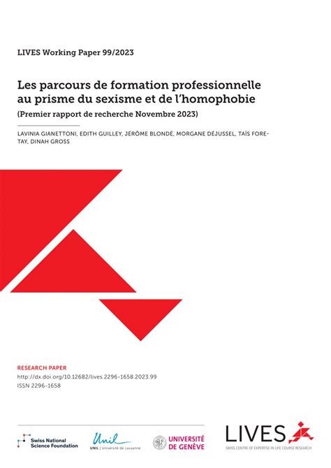 Pdf Les Parcours De Formation Professionnelle Au Prisme Du Sexisme Et De Lhomophobie