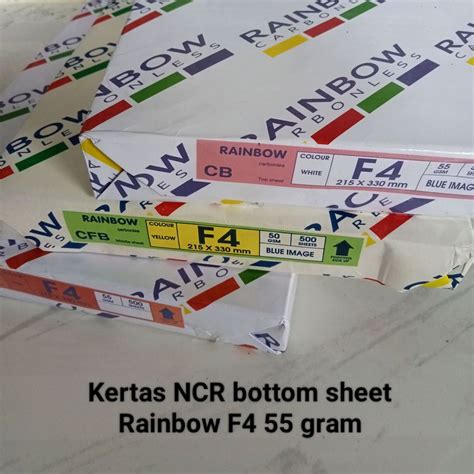 Kertas NCR Rainbow Bottom Sheet Warna Sesuai Pesanan