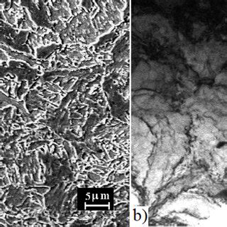 a) Bainite microstructure obtained after hot rolled of the slab at a ...