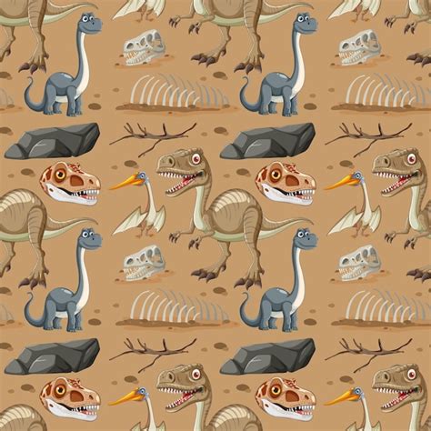 El patrón de los dinosaurios con los fósiles Vector Gratis