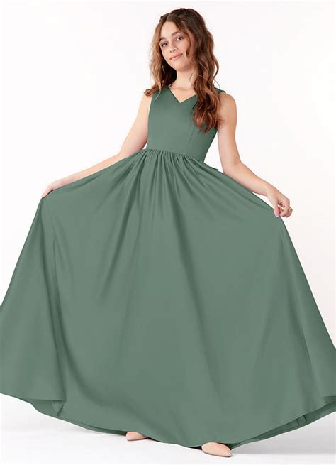 Azazie Hathaway Junior Bridesmaid Dress In Eucalyptus Azazie CA