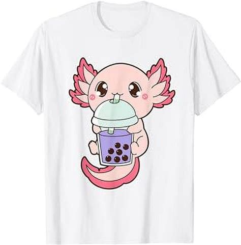 Kawaii Cute Boba Axolotl Taro Ube Bubble Pearl Milk Tea T Shirt