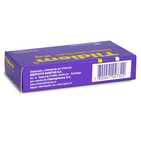 Tildiem Diltiazem Clorhidrato 60 Mg 20 Comprimidos Cruz Verde