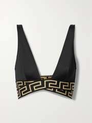 Versace Vita Twist Front Jacquard Trimmed Bikini Top Net A Porter