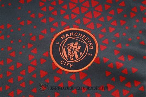 Koszulka Szary Czerwony Manchester City Treningowa Komplet 2023 2024