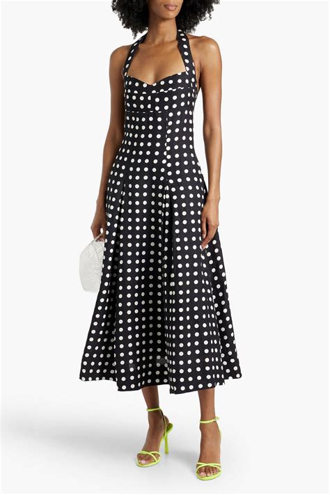 Nicholas Lulu Polka Dot Linen Blend Halterneck Midi Dress The Outnet