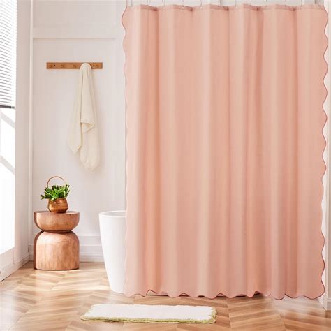 Ohocut Pink Scalloped Shower Curtain Cute Modern Preppy