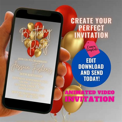 Digital Gold Glitter Balloons Birthday Party Invitation Gold Etsy