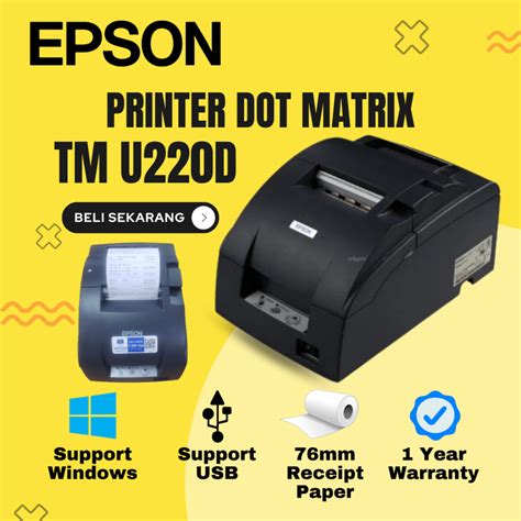 Jual PRINTER DOT MATRIX EPSON TM U220D AUTOCUTTER Shopee Indonesia