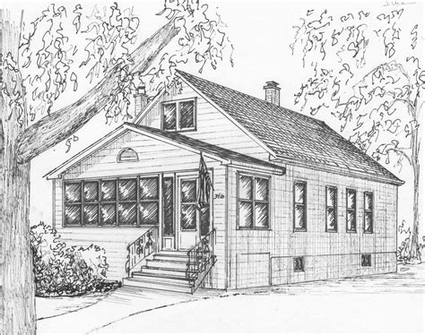 Custom Home Portrait In Ink Architectural Drawing Of Your Etsy