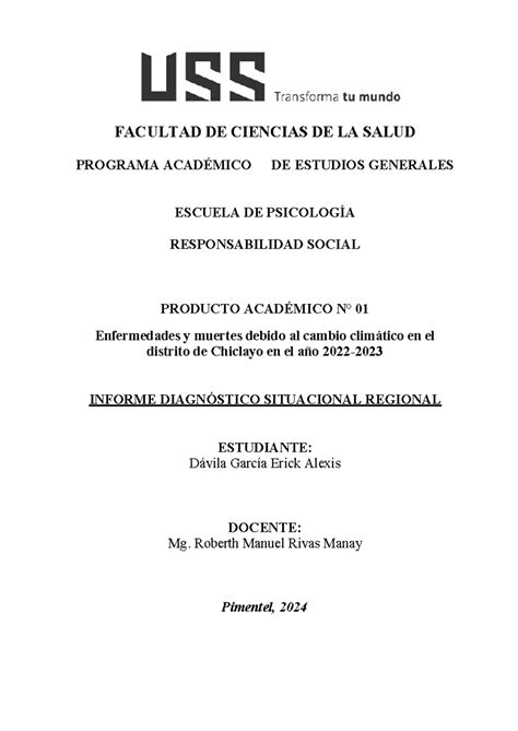 Responsabilidad Social Pa1 Facultad De Ciencias De La Salud