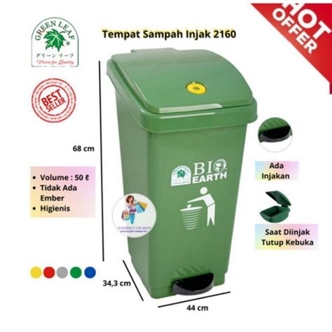 Jual Tempat Sampah Bio Injak Segi Liter Pedal Dustbin Liter