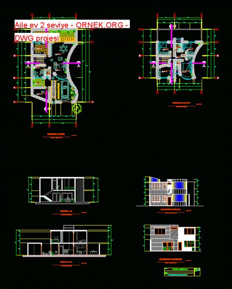 Aile Ev 2 Seviye Dwg Projesi Autocad Projeler