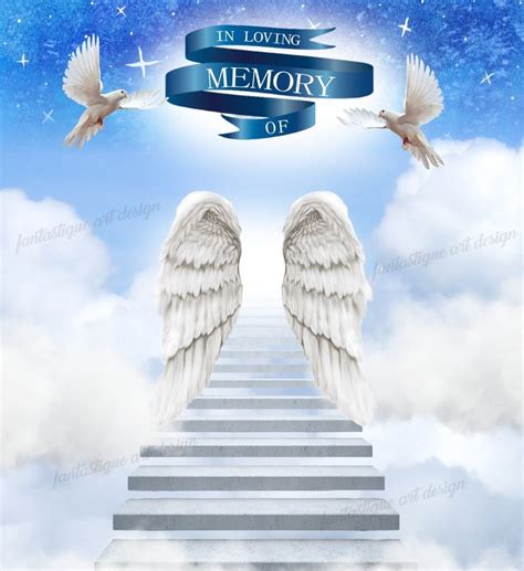 Blue Sky in Loving Memory PNG, Memorial Background Template Stairs to ...