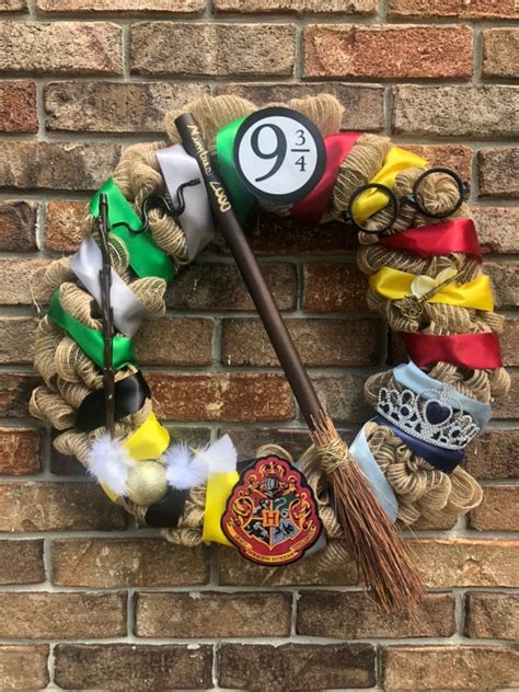 Harry Potter All Four Houses Wreath Gryffindor Slytherin Etsy