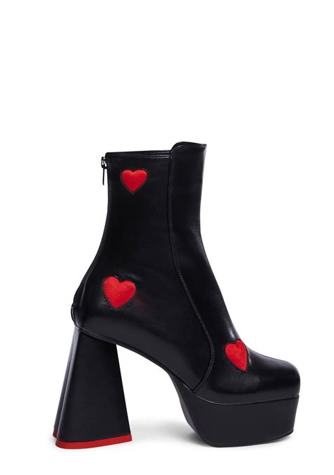 Lamoda Platform Heart Heel Ankle Boots Black Dolls Kill