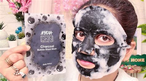 Nykaa Skin Secrets Charcoal Bubble Sheet Mask Review Demo Daily