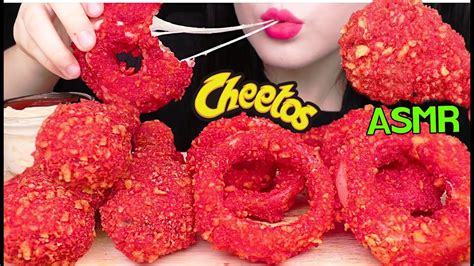 ASMR CHEESY HOT CHEETOS CHICKEN ONION RING 매운 치토스 치킨 치즈