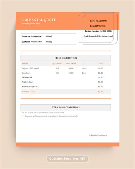 Free Vehicle Quotation Templates Word Excel PDF