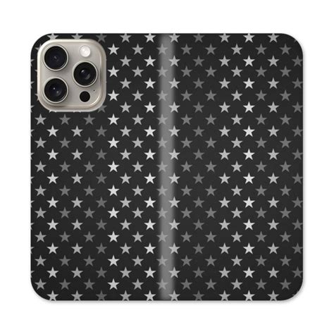 Stars Pattern Black And White iPhone 15 Pro Max Flip Case | Case-Custom