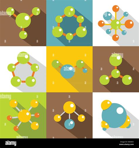 Different Molecule Icons Set Flat Style Stock Vector Image And Art Alamy