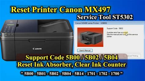 Cara Reset Printer CANON MX497 Support Code 5B02 Dengan Service Tool