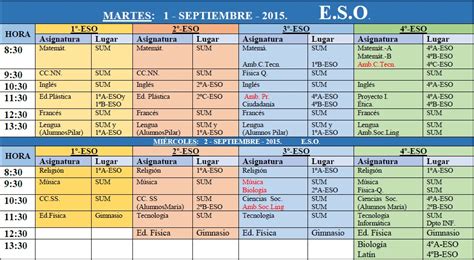 I E S Mediterr Neo Calendario De Ex Menes De Septiembre