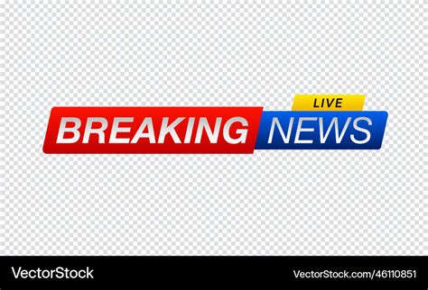 Breaking news live on transparent background Vector Image