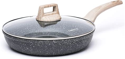 CAROTE Nonstick Frying Pan Skillet Non Stick Granite Fry Pan With Glass