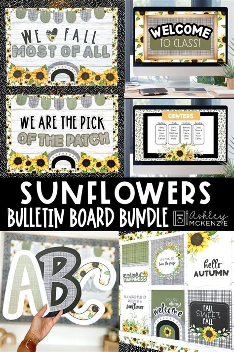 Fall Sunflowers Classroom Decor Bulletin Board Kit Classroom Posters