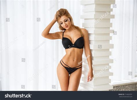 Beautiful Girl Blonde Sexy Bottom Lingerie Stock Photo