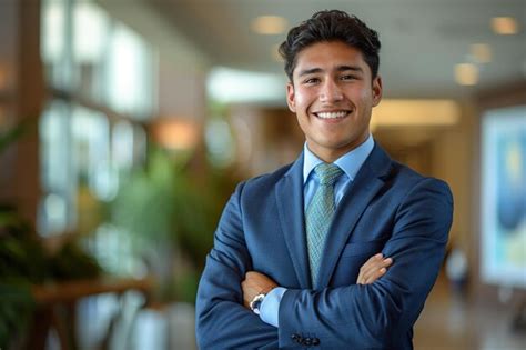 Portrait Of A Confident Young Hispanic Businessman Standing In Office