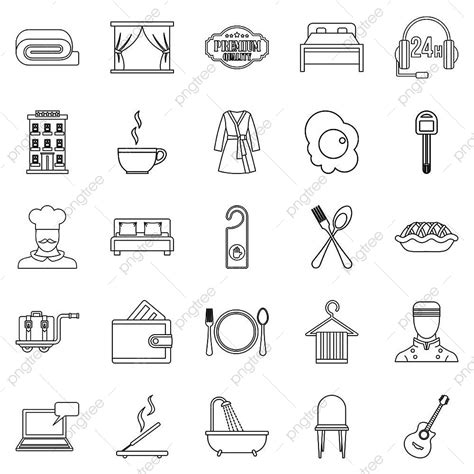 Hostels Vector Hd Png Images Hostel Icons Set Vector Outline