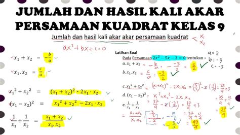 Jumlah Dan Hasil Kali Akar Akar Persamaan Kuadrat Persamaankuadrat