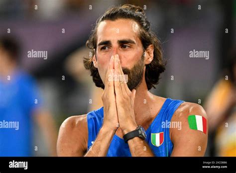 Gianmarco Tamberi Of Italy Reacts During The Men S High Jump Final Of