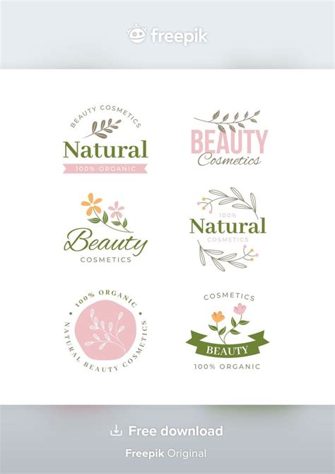 Colección de logotipos de cosméticos de la naturaleza Vector Premium