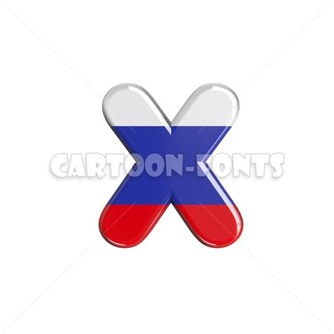 russian flag character X | 3d lowercase letter against white background