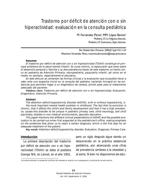 Trastorno Por Déficit De Atención Con O Sin Hiperactividad