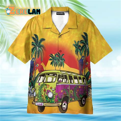 Vintage Hippie Bus Hawaiian Shirt Zerelam